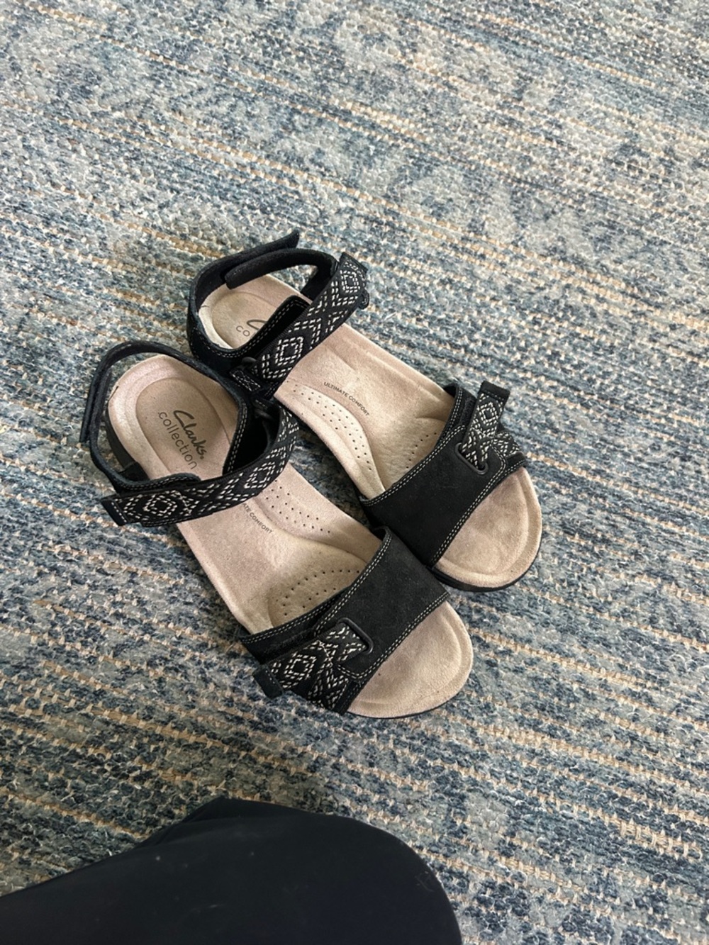 Clarks Black and Beige Strappy Comfort Sandals